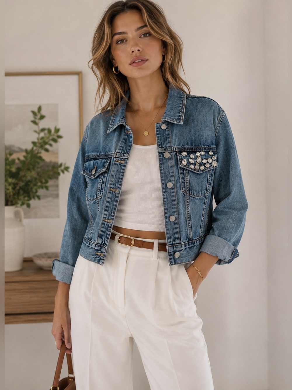 Tommy Hilfiger Blue Denim Jacket with Embellished Pocket